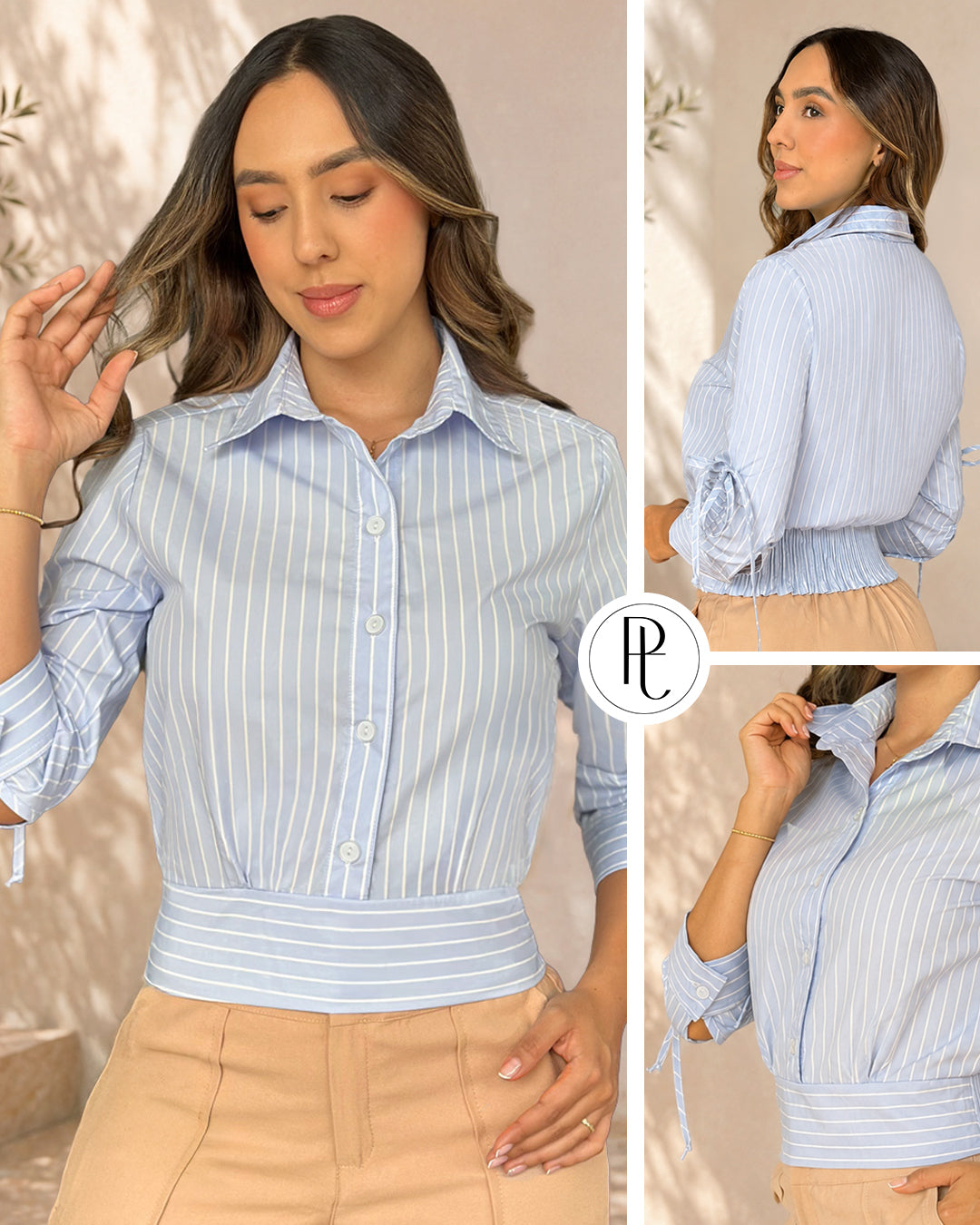 P4050 CAMISA POPELINA RAYAS AZUL