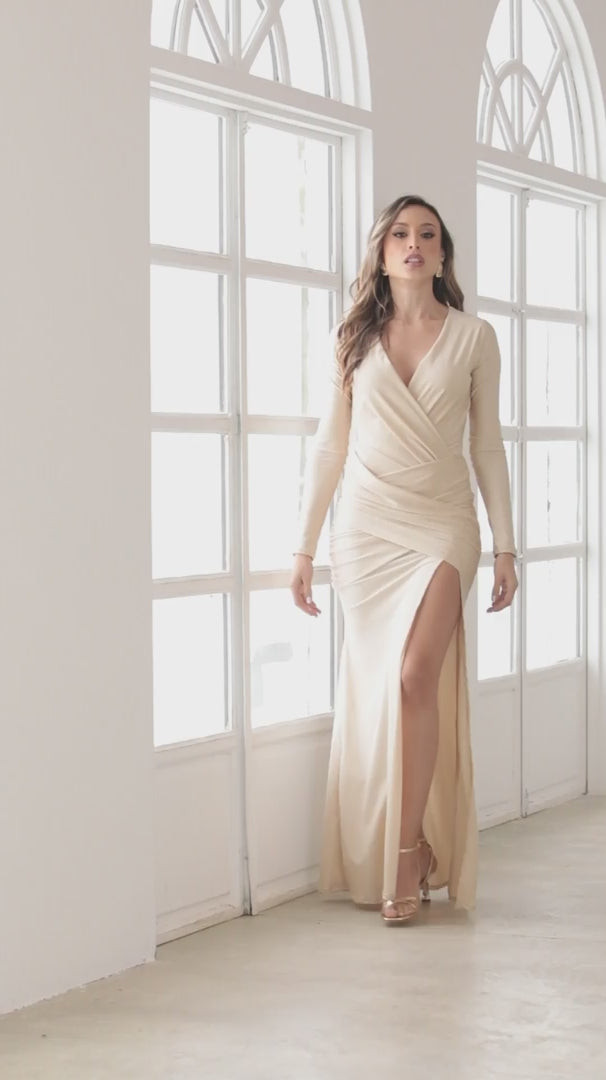 P74484 VESTIDO LICRA DESTELLANTE CAMEL