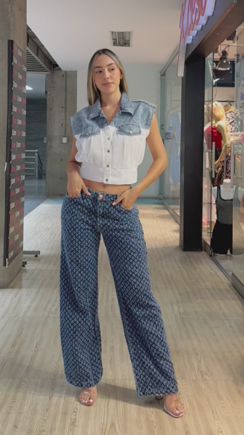 P74354 PANTALÓN INDIGO HUECOS AZUL