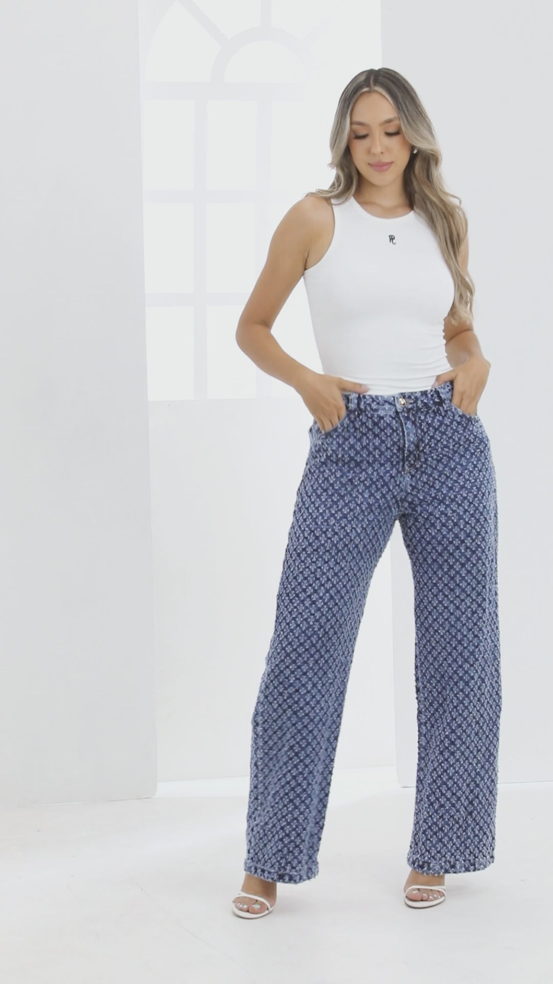 P74354 PANTALÓN INDIGO HUECOS AZUL
