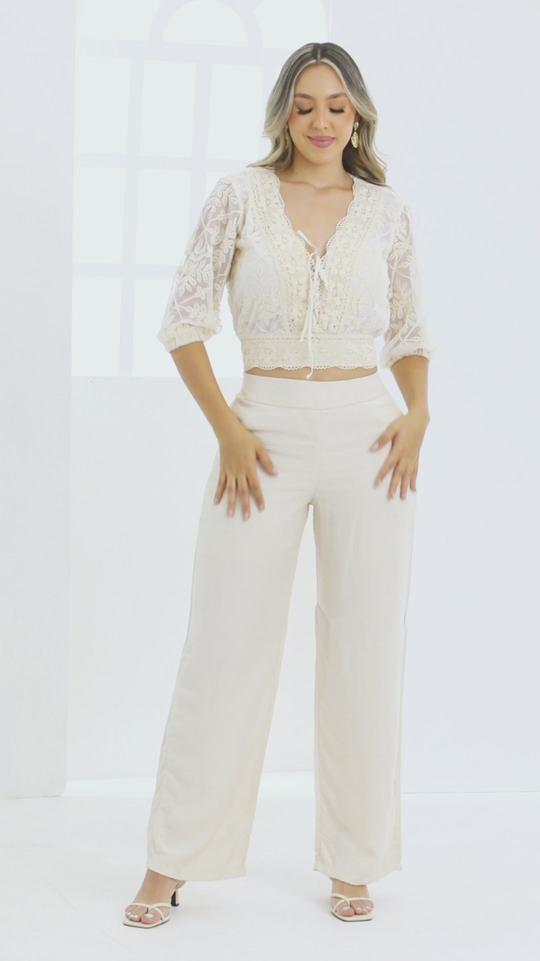 P74497 CONJUNTO MALLA BORDADA CAMEL