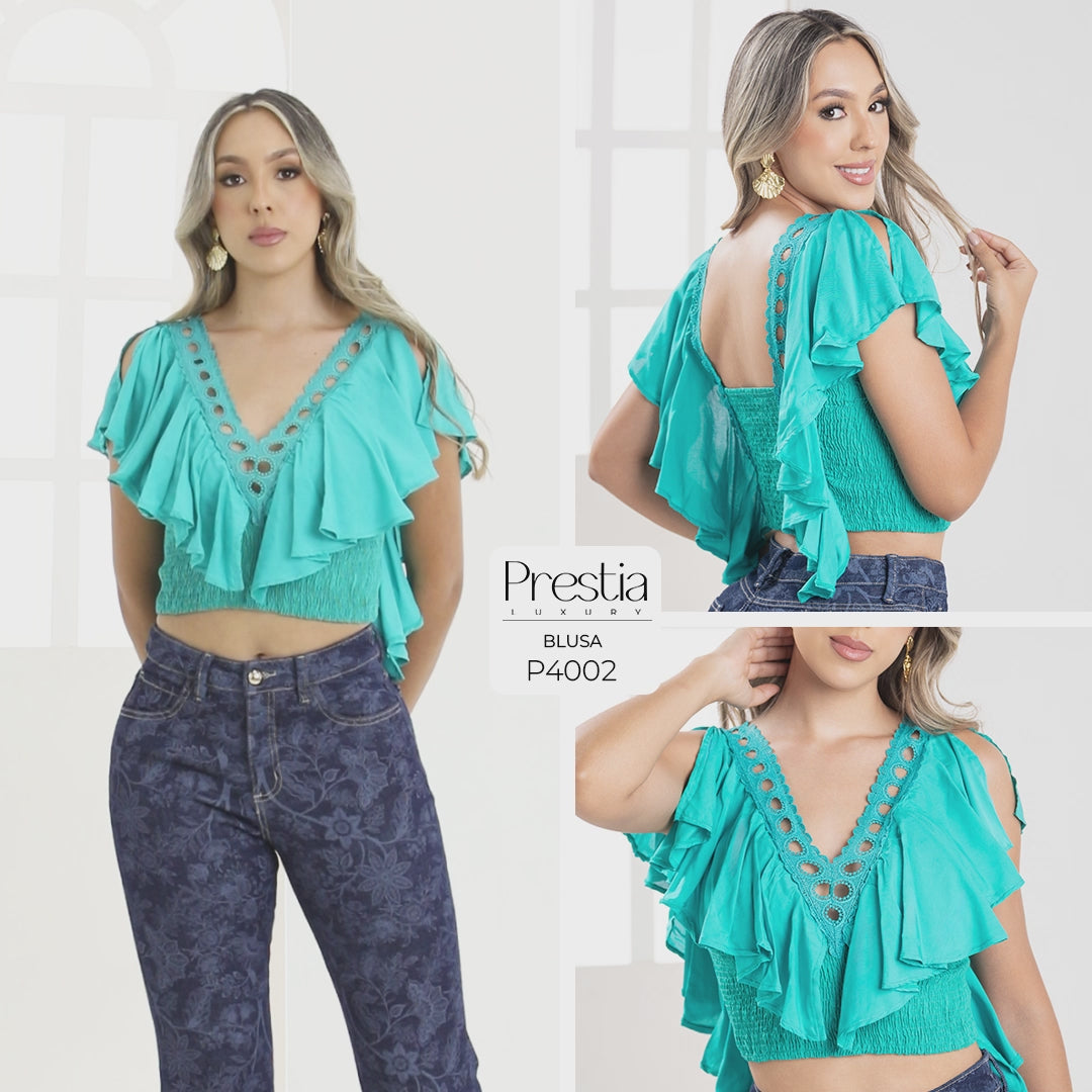 P4002 BLUSA CHALIS VERDE