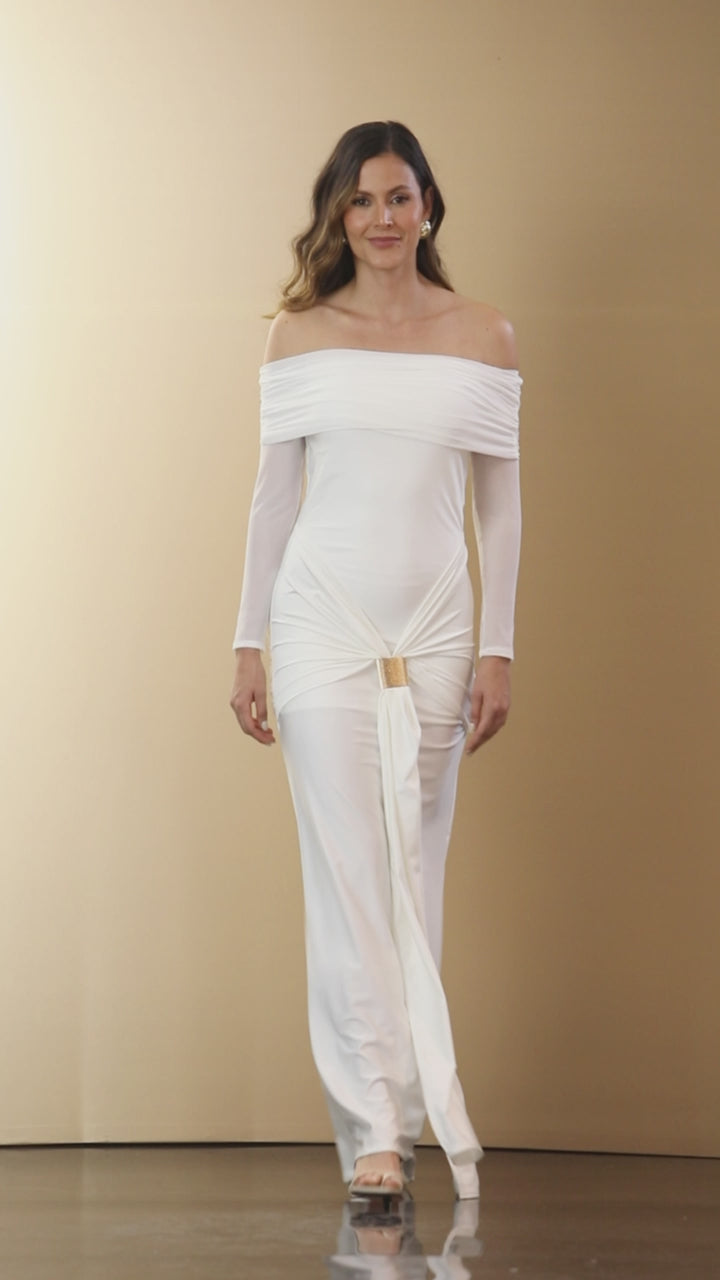 P74561 VESTIDO POLIESTER SHAKIRA MARFIL