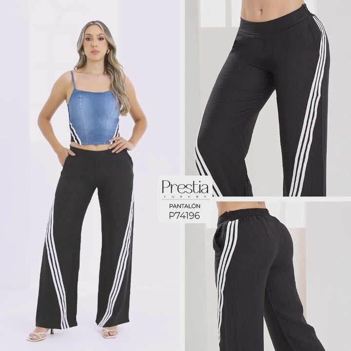 P74196 PANTALÓN LINO POLIESTER NEGRO