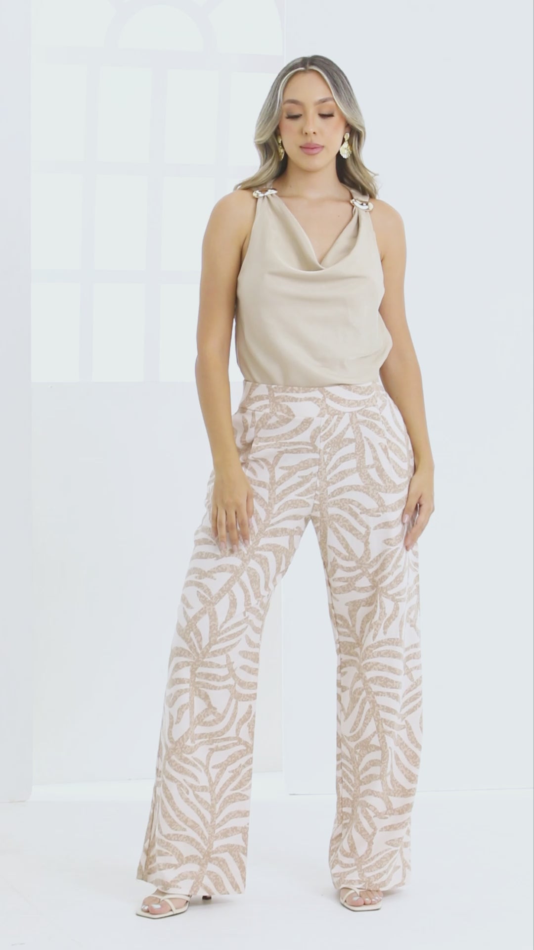 P74499 CONJUNTO TWILL ESTAMPADO CAMEL