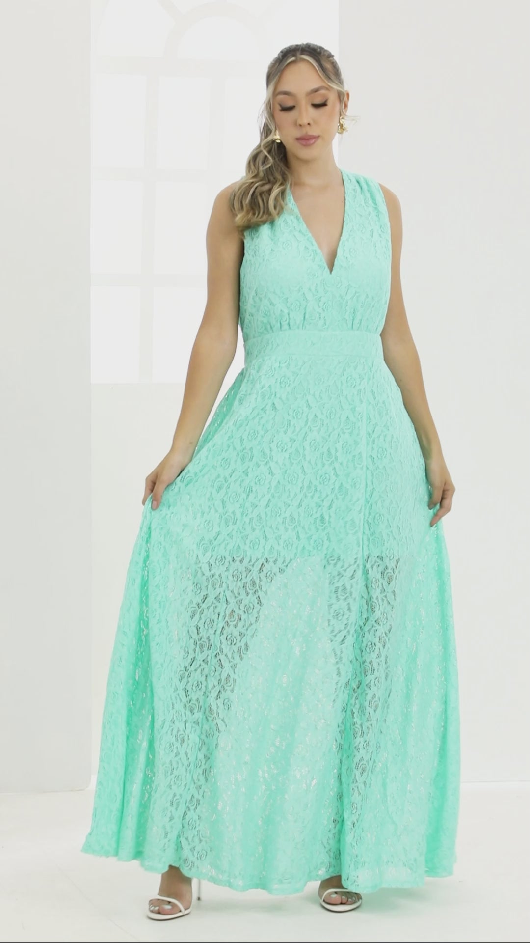 P74358 VESTIDO FALSO CHALIS VERDE MENTA