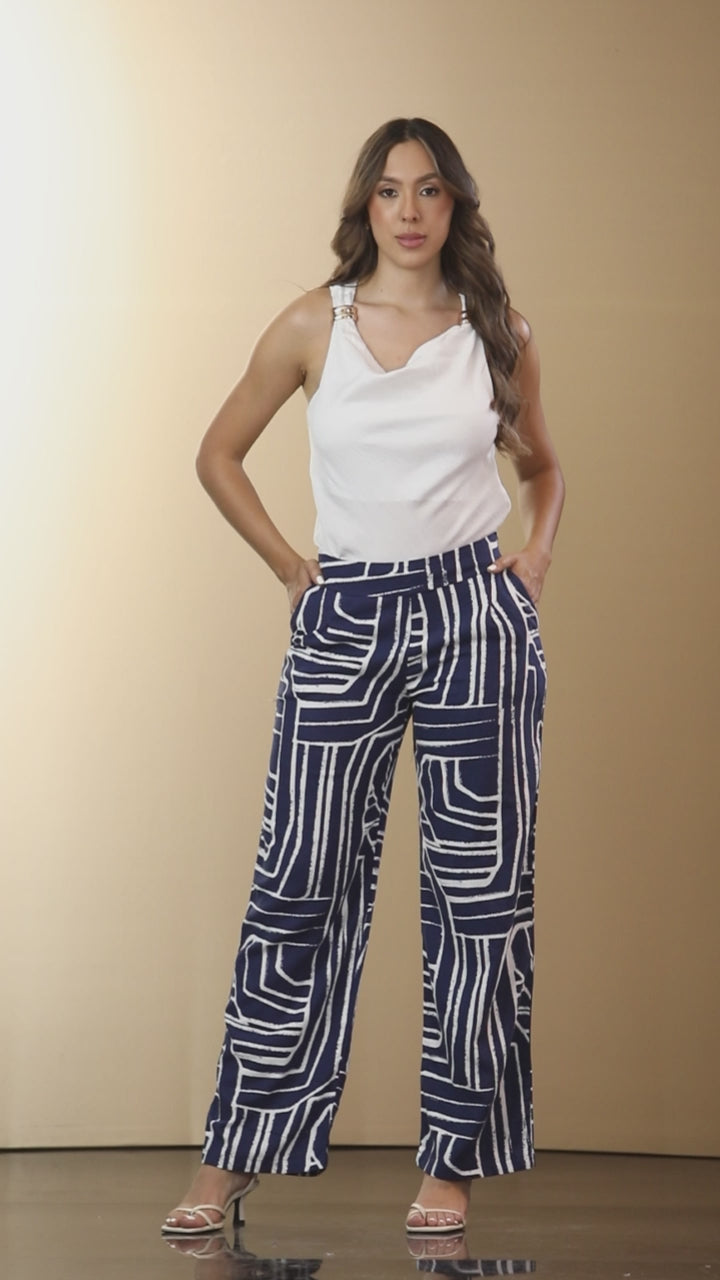 P74566 CONJUNTO LINO ESTAMPADO MARFIL