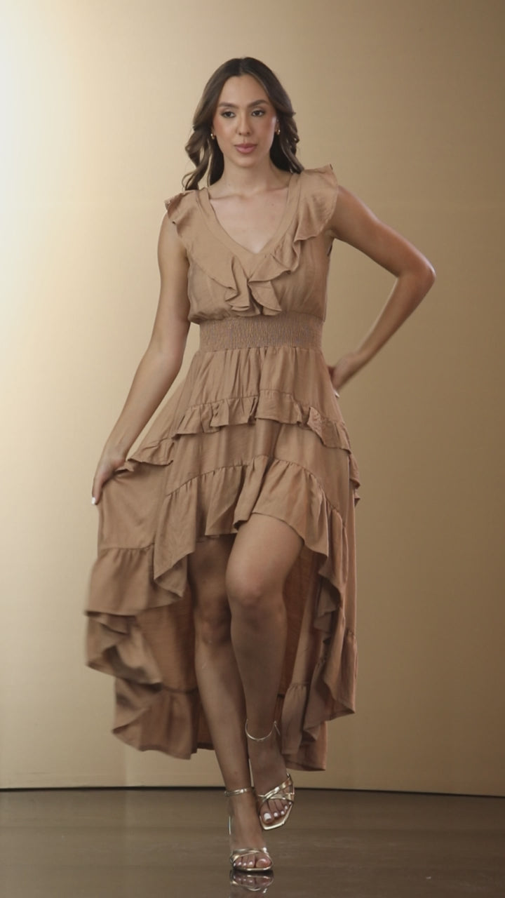 P74537 VESTIDO CHALIS CAMEL