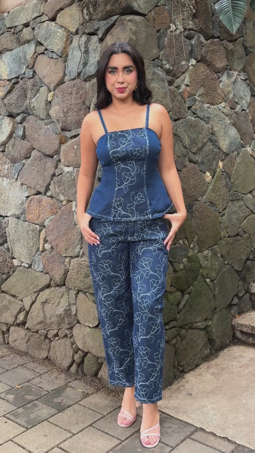 P4021 BLUSA INDIGO BORDADO AZUL